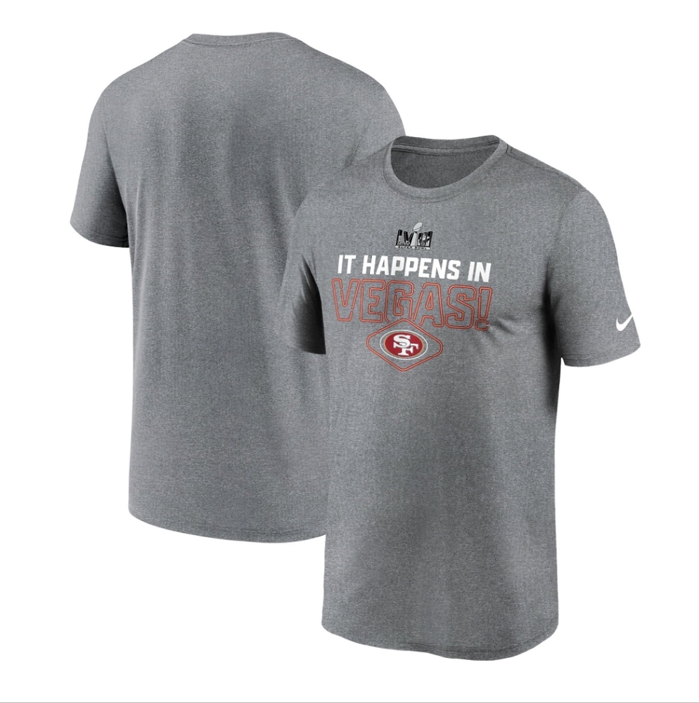 Nike Men's Heather Gray San Francisco 49ers Super Bowl LVIII Logo Lockup T-Shirt